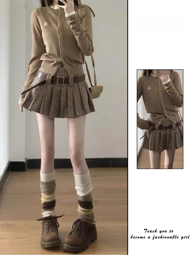 

Ретро-юбка в американском стиле в клетку, женская, осенне-зимняя, новая, с низкой талией, А-силуэт, короткая, шерстяная, средней длины