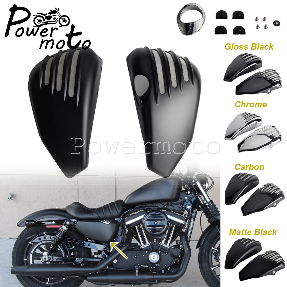 

2× Motorcycle Battery Side Cover Fairing Protector For Harley Sportster XL XL1200C XL1200R XL1200L XL1200N XL1200X XL883 C/N/L/R