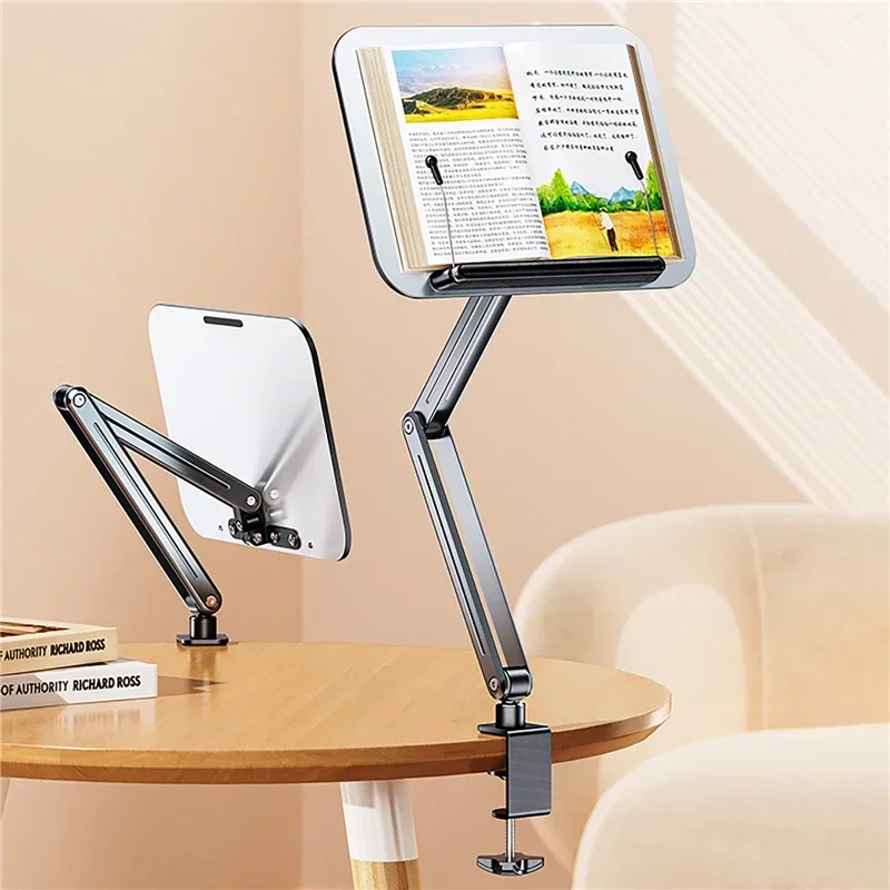 Desk Clamping Multi-angle Adjustable Reading Bookshelf Stand Cookbook Stand Recipe Book Holder for Laptop Tablet Recipe Textbook