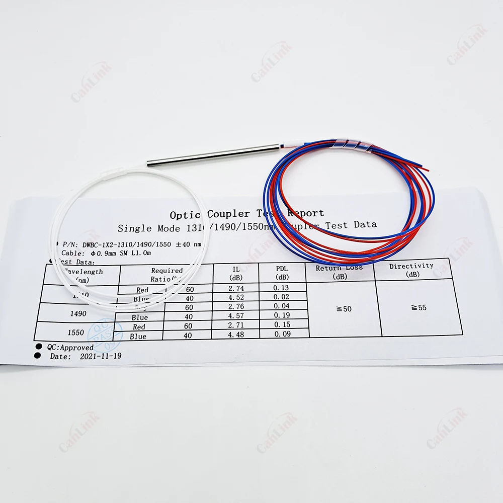 10pcs 10/90 20/80 30/70 40/60 2/98 Different Types 1x2 0.9mm Unbalanced Coupler Fiber Optic FBT Splitter, Without Connectors