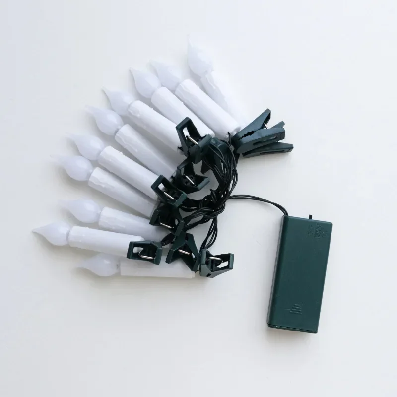 Flameless Taper Candle Lights 10/20LED with Clips, Christmas Tree Decor for Home Party Holiday