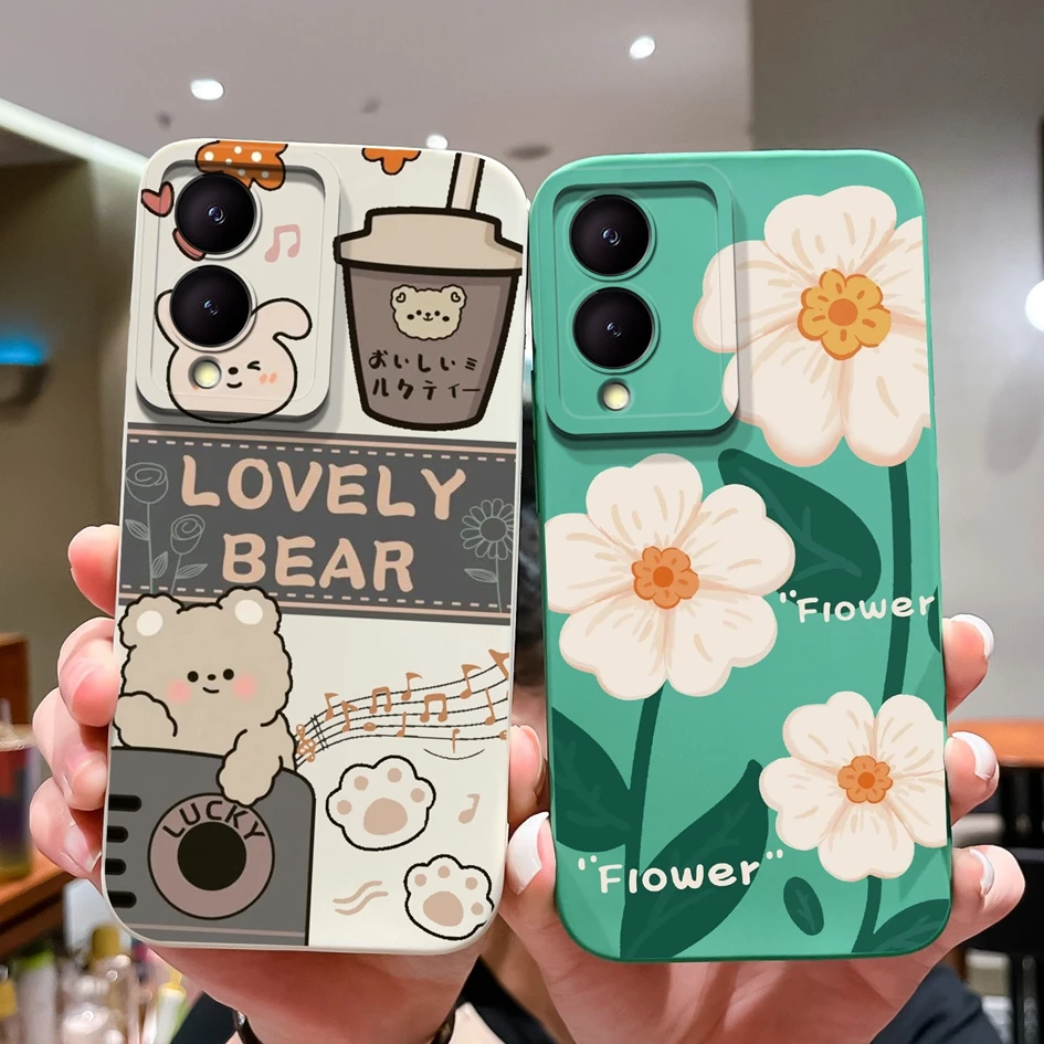 Phone Cases For Vivo Y17s Cover Luxury Cute Liquid Silicone Soft Matte Protective Phone Bumper For Vivo Y 17 s Fundas Coque Capa