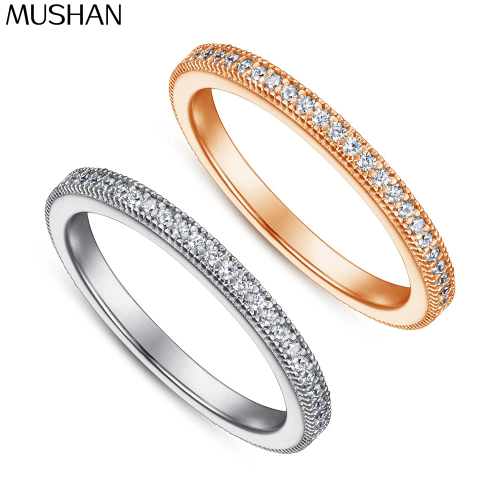 

MuShan Jewelry 925 Sterling Silver Rings Bands Engagement Ring 7A Cubic Zirconia Romantic Anniversary Rings Bands Women Gift