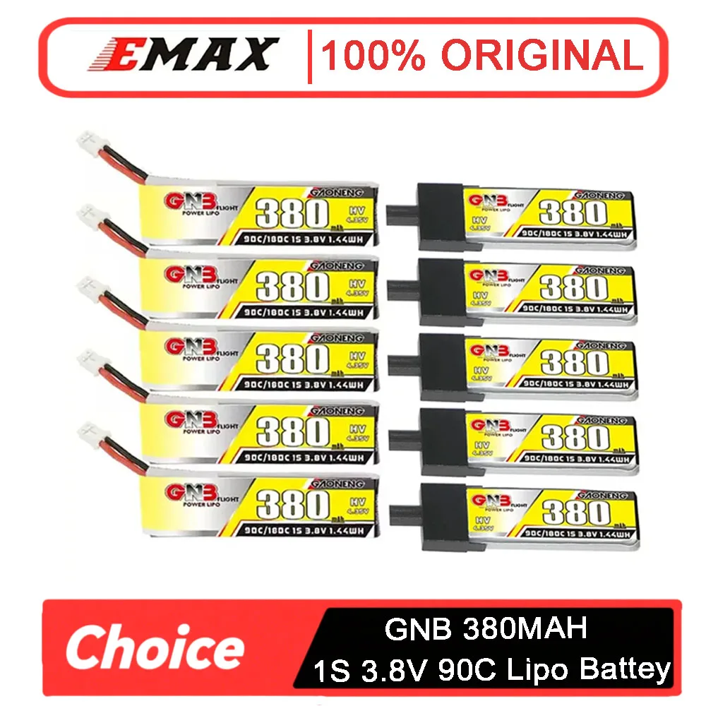 5PCS GAONENG GNB 1S 3,8V HV 380mAh 90C Lipo Batterie - PH2.0/GNB27 Stecker für Mini Quads FPV Drohnen Emax NanoHawk
