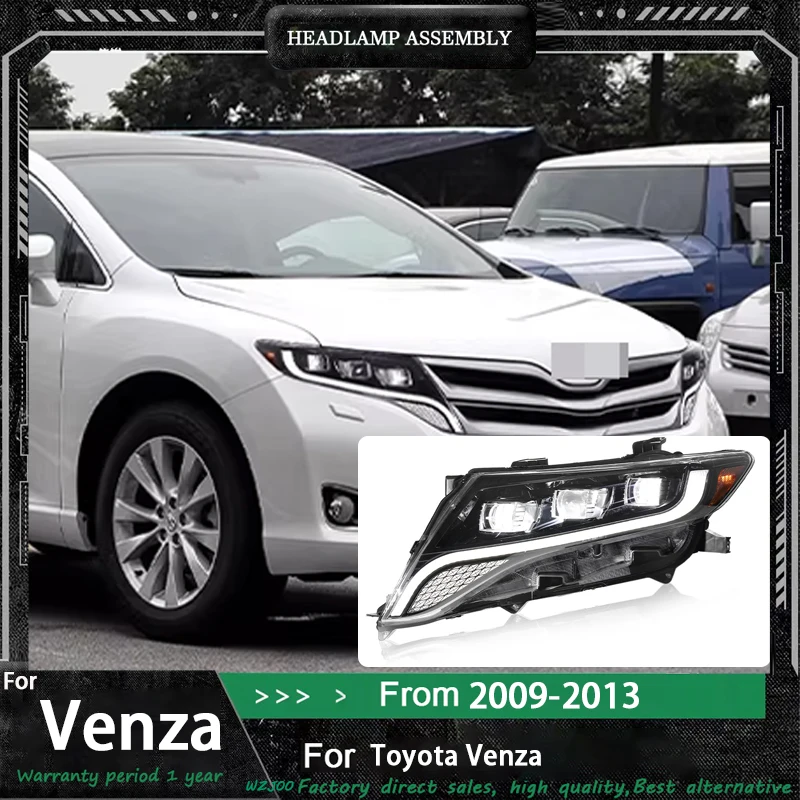 

Фара для Toyota Venza, светодиодная фара 2009-2013, гибридные фары DRL, указатель поворота, дальний свет, аксессуары для проектора «ангельский глаз»