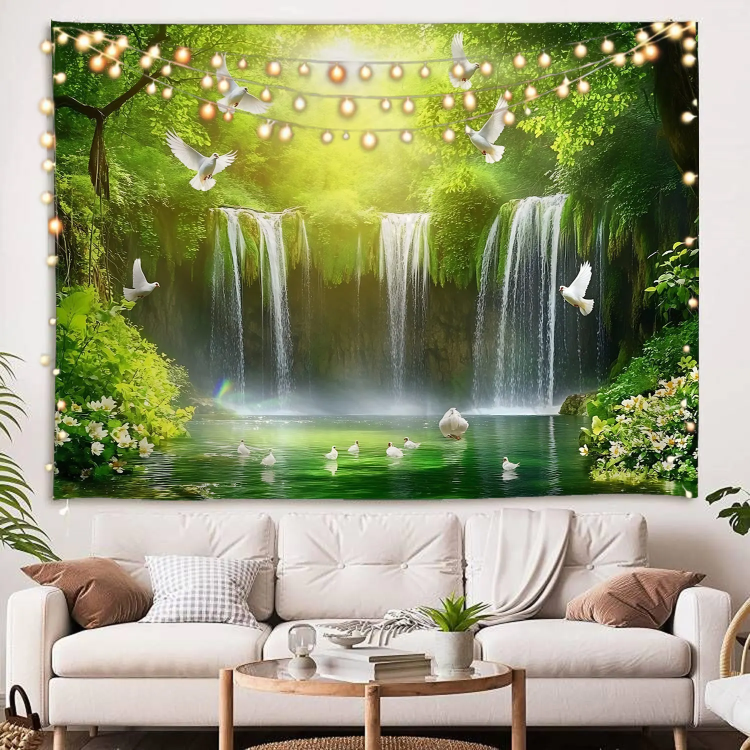 جميلة 3D شلال المناظر الطبيعية زخرفة الخلفية نسيج ديكور غرفة المعيشة المنزلي خلفية الديكور