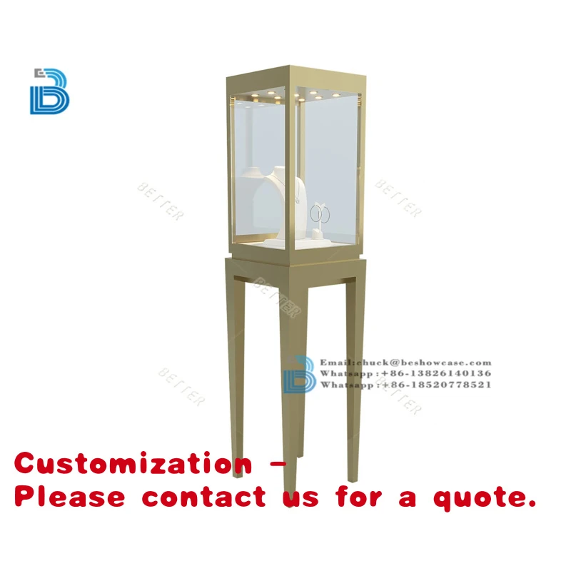 

Customize.Luxury Jewelry Store Furniture Custom Stainless Steel Glass Display Jewelry Display Cabinet Jewelry Display S