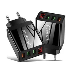 Mobile Phone Chargers Quick Charge QC 3.0 USB Charger For Tablet iPhone 15 14 13 Huawei Samsung LED Display 3 Port Fast Charging