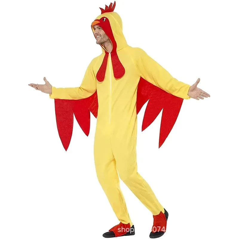 Halloween Rooster Costume Men Women Funny Animal Cosplay Outfit Chicken Adult Suit Comedy Stage Performance Bird Role Play Party view 4