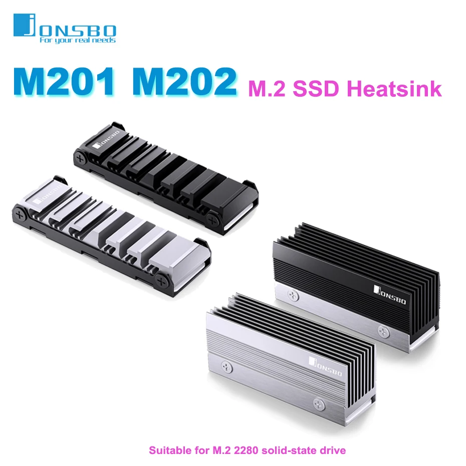 

JONSBO M201/M202 M.2 SSD Heatsink 2280 Aluminum Radiator Solid State Drives NVMe Heatsink with Thermal Pad