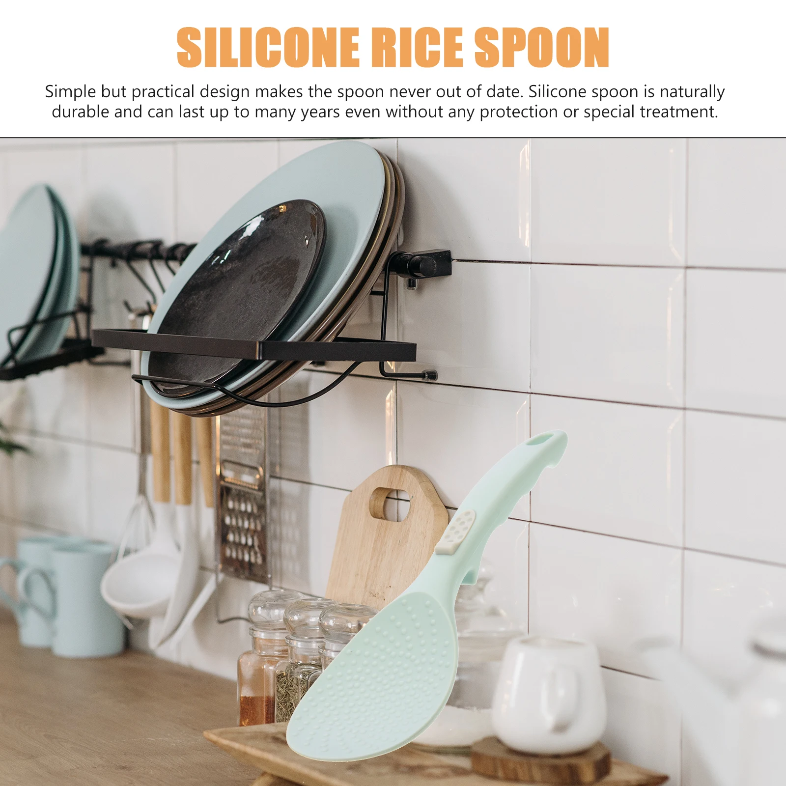 

Silicone Rice Spoon Non Stick Kitchen Tool Compact Paddle Scooper Reusable Safe Wear Resistant Rice Supply Paddle Spoon