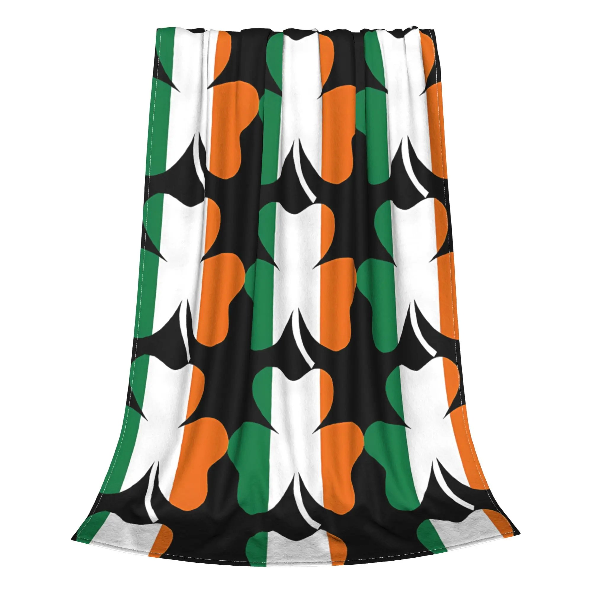 1PC Home Cutecore Ireland Flag Shamrock St Patricks Day Blanket Super Cosy Plush Home Living Room Sofa Halloween
