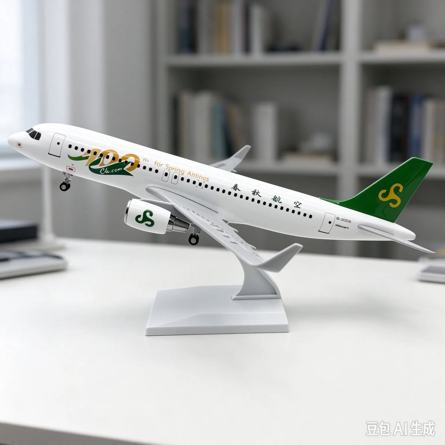 30CM Scale Airplanes A320 Spring Airlines Air-bus 320 Diecast Resin Airplane Model Kit With Landing Gear Display Collectible