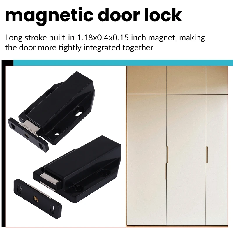 Push Latch Heavy Duty 4 Pack Push to Open Cabinet Hardware Magnetic Contact Latches for Large Door Push Black