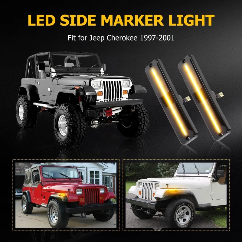 Luci di ingombro laterali a LED ambra luce di ingombro paraurti anteriore a LED fumé per Jeep Wrangler YJ 1987-1995