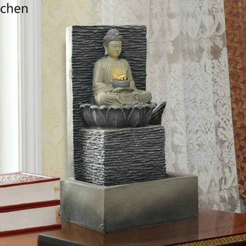 WL Desktop lucky jewelry, flowing fountain, living room water curtain wall, home decoration, Buddha statue decoration