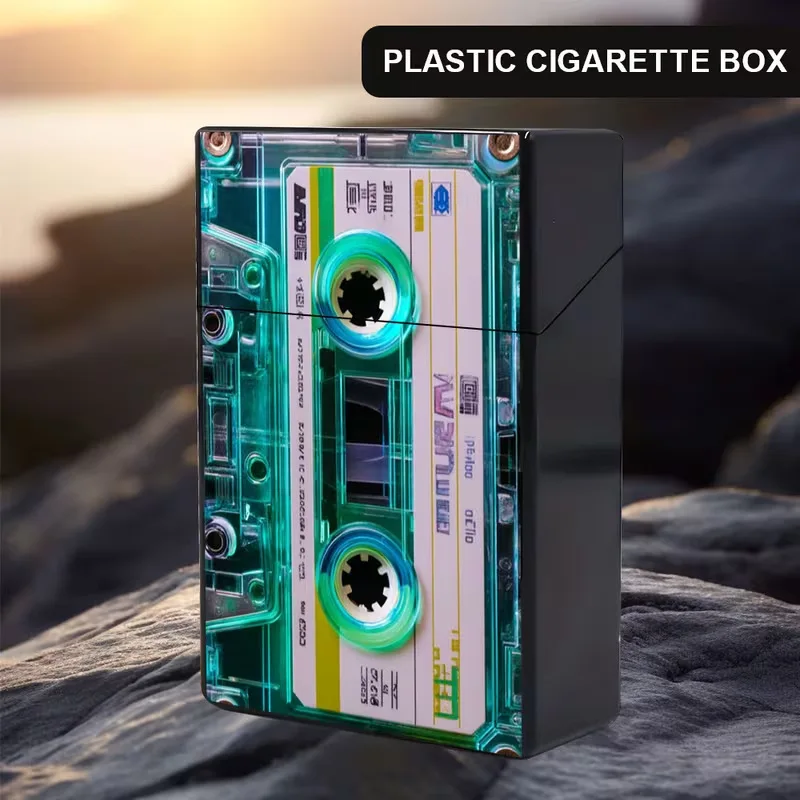Retro Cassette Tape Cigarette Case Hard Plastic Flip Top Holder Creative Nostalgic Smoking Storage Box Vintage Audio