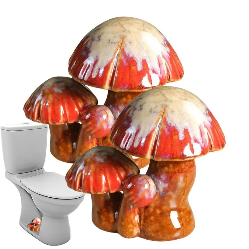 Toilet Bolt Caps Decorative 2pcs Mushroom Figurines Decor Resin Mushroom Sculpture Statue Cute Mushroom Covers Toilet Bathroom