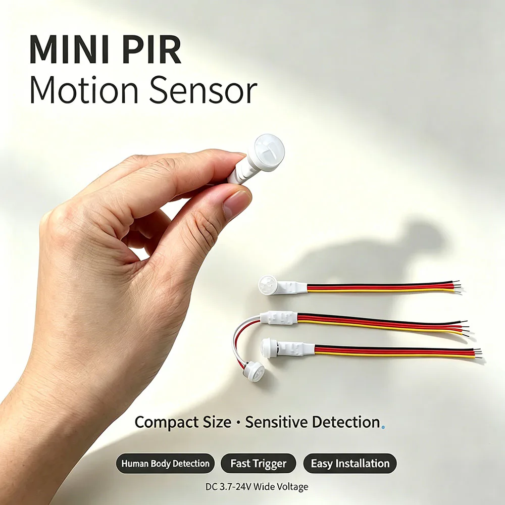 8mm Recessed Mini PIR Human Motion Sensor Wide Voltage 3V-24V Separated Probe Infrared Induction Switch For Under Cabinet Lamp