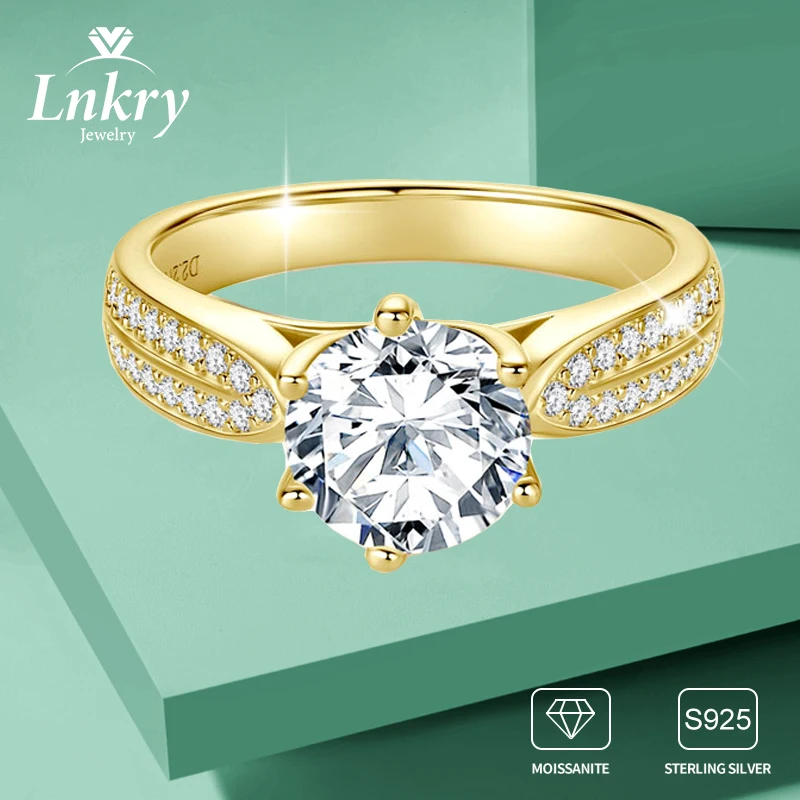 

Lnkry настоящие кольца с муассанитом 1 карат/2 карата/3 карата для женщин, стерлинговое серебро 925 пробы, классическое обручальное кольцо с 6 когтями, романтические свадебные украшения