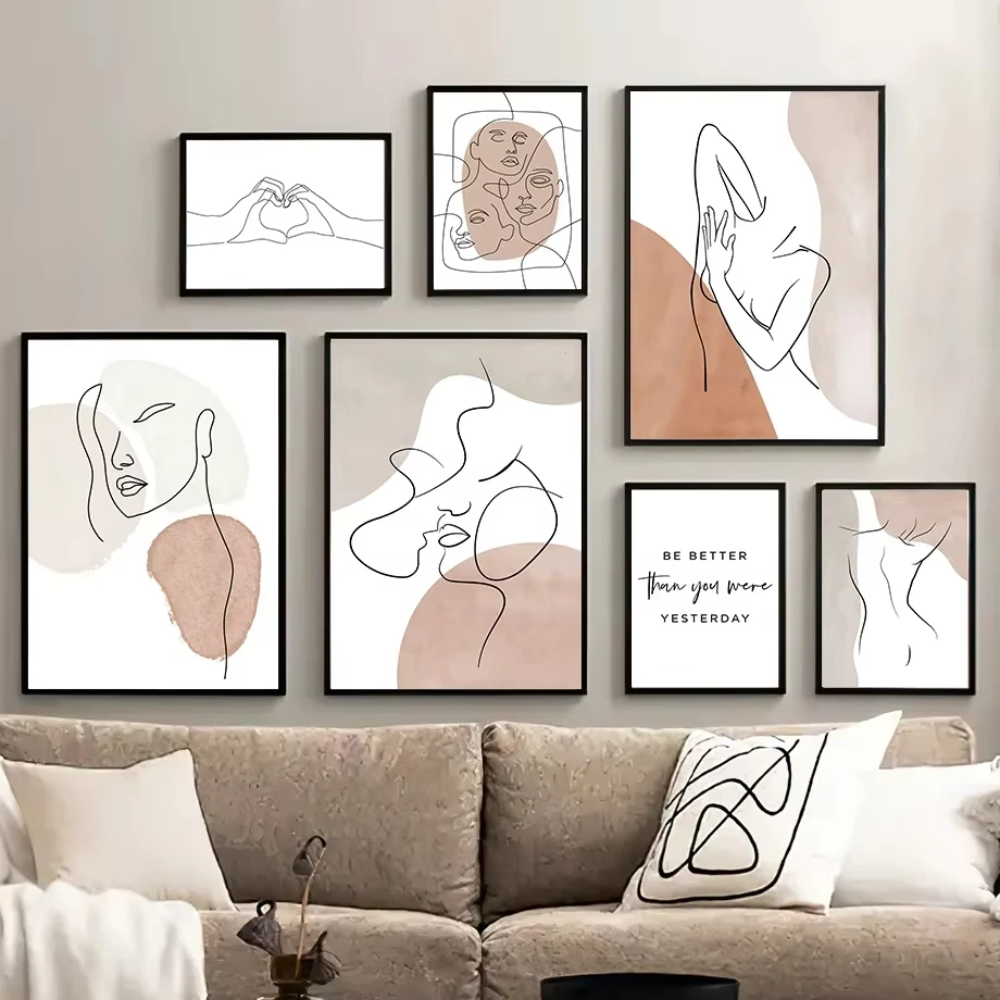 Современный рисунок линии девушки лицо тела настенная живопись на холсте скандинавский декор для гостиной постеры и принты абстрактные настенные панно