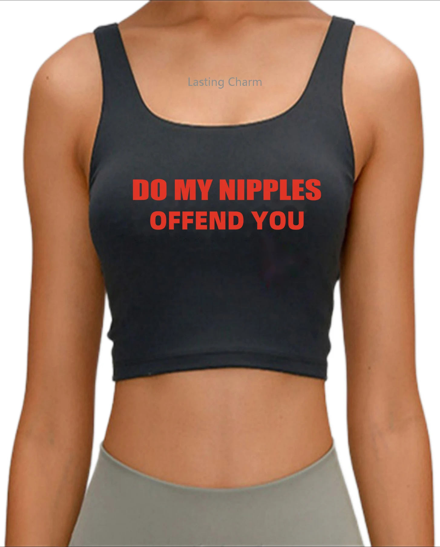 Do my nipples offend you inscription crop top Feminist casual top