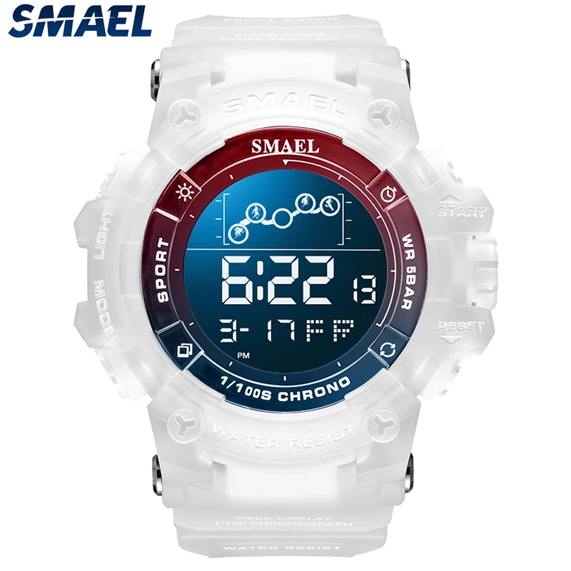 Reloj Digital SMAEL, reloj despertador LED, relojes militares, relojes de pulsera digitales con esfera grande, relojes deportivos 8082 para hombres