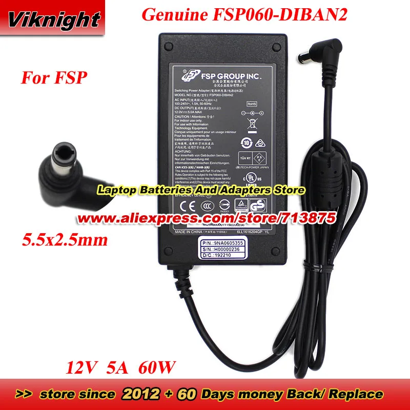 Genuine FSP FSP060-DIBAN2 AC Adapter 12V 5A 60W P/N 9NA0605355 with 5.5x2.5mm tip Power Adapter