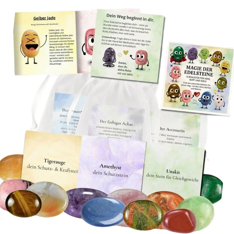 

Kids Creative Craft Natural Stones With Educational Activity Guide And Storage Bag For Art Project Meaningful Gift 12pcs 15UB