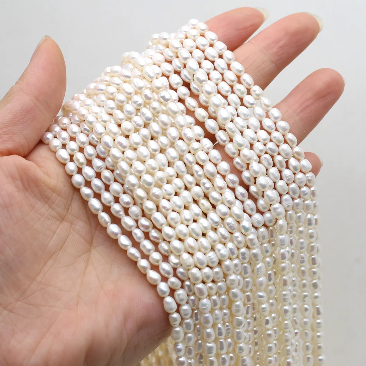 

1string Natural Freshwater Cultured Pearl White Rice Shape Beads Charms for DIY Women Men Necklace Jewelry Making Accessories