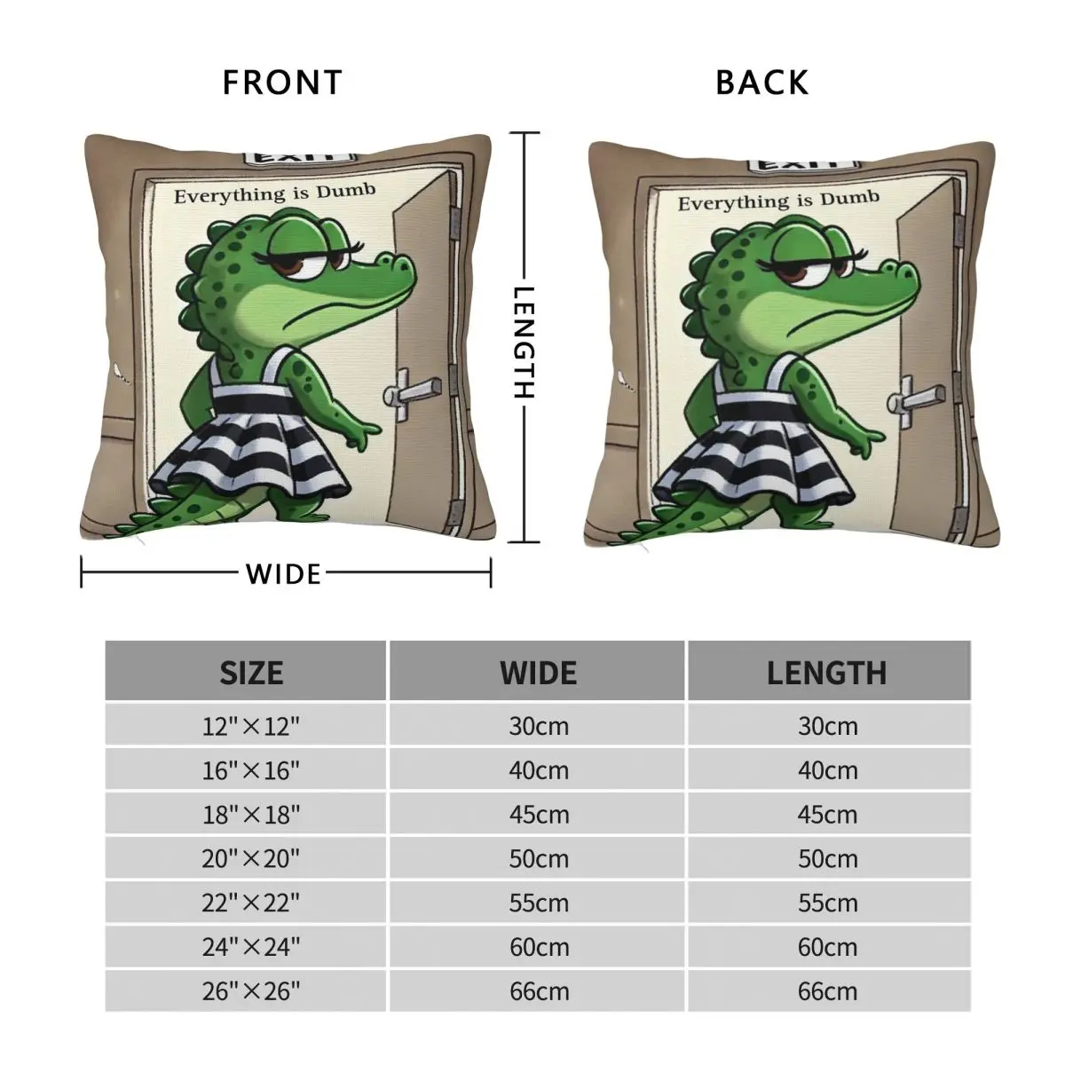 Everything Is Dumb Alligator Pillowcase Polyester Linen Velvet Printed Zip Decor Throw Pillow Case Room Cushion Cover