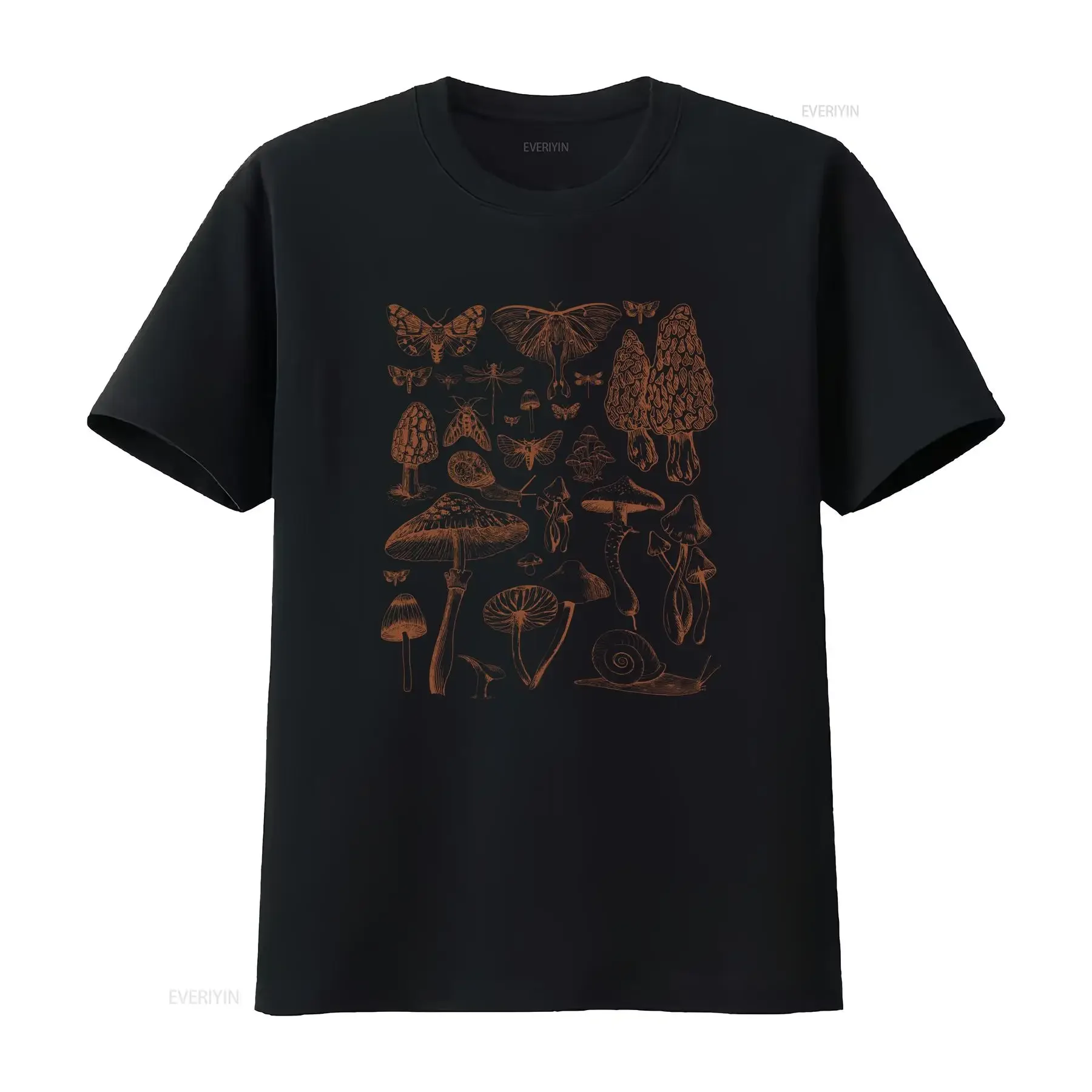 Moths and Mushrooms Y2K T Shirt Grunge Clothing Cottagecore Goblincore Fairycore Forest Indie vintage Washed Unisex graphic