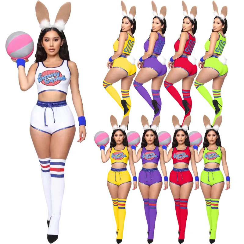 

Women Sport Suit Cosplay Costume Rabbit Bunny Jam Costumes Tops and Shorts Women Girls Football Baby Clothes Carnival