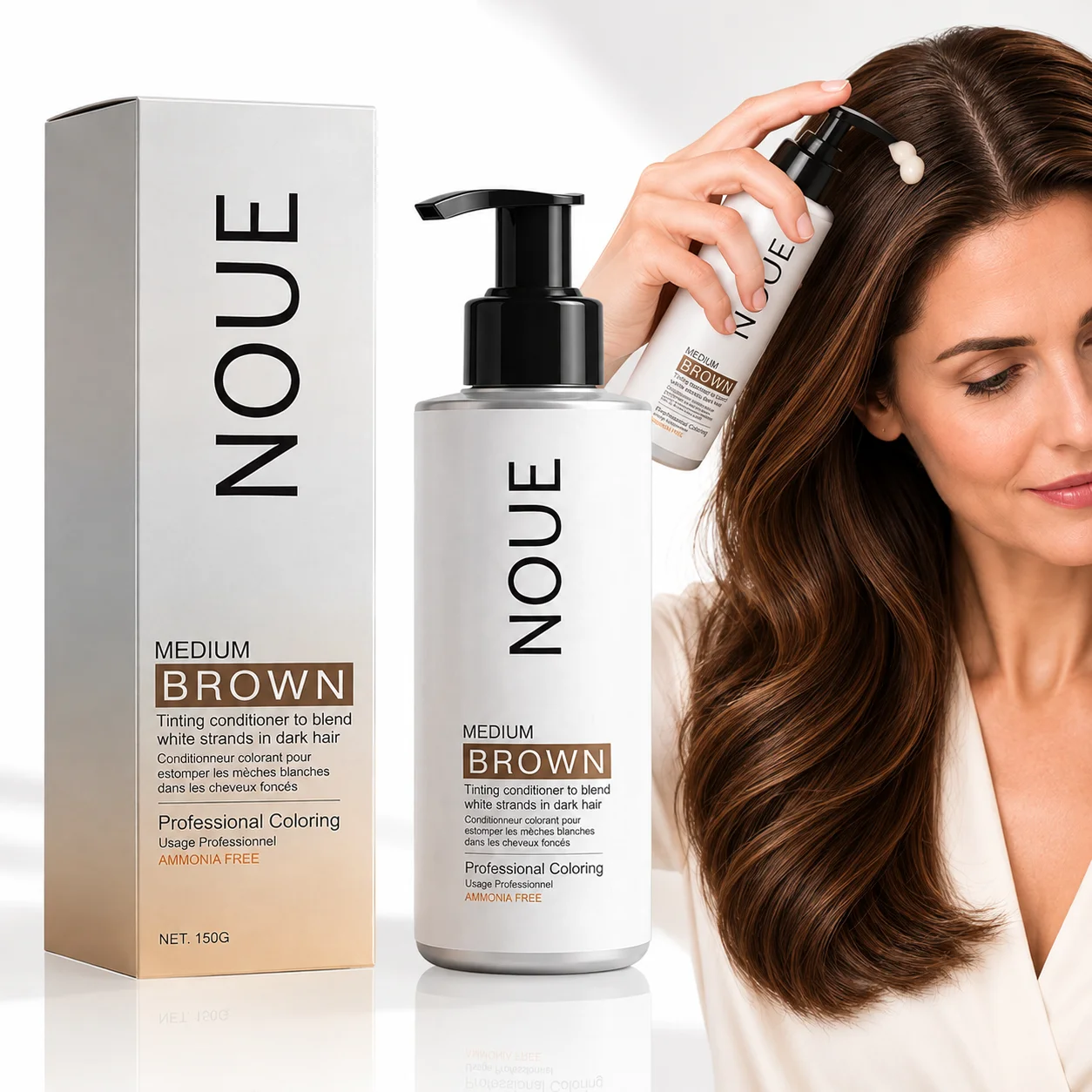 NOUE Hair Color Camouflage Tinting Conditioner for Gray Coverage Hair, Medium Brown Hair Tinting Easy Hair Color Concealer