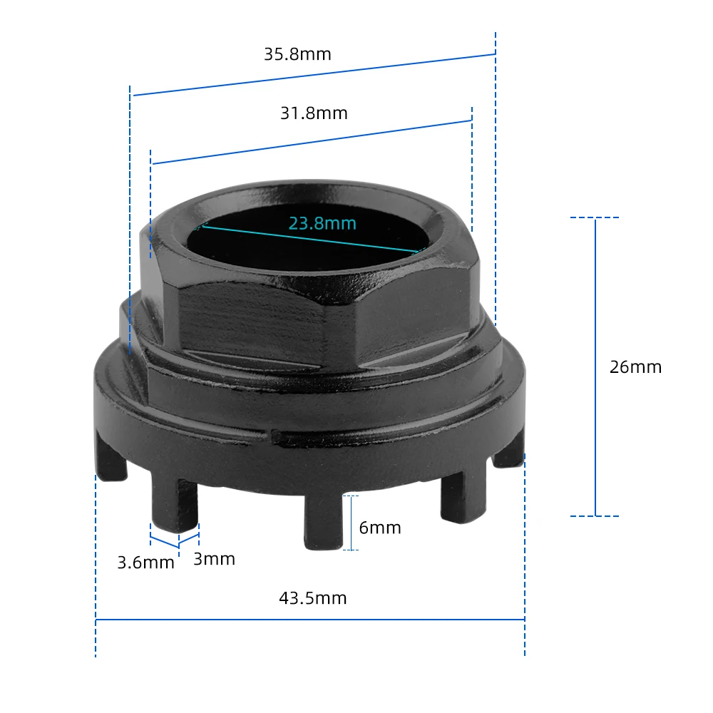 8 Teeth Chainring Lockring Removal Sleeve Eight Notch Tool for Install e-Bike Bicycle Drive-side Bottom Bracket ISIS B.B. Cups