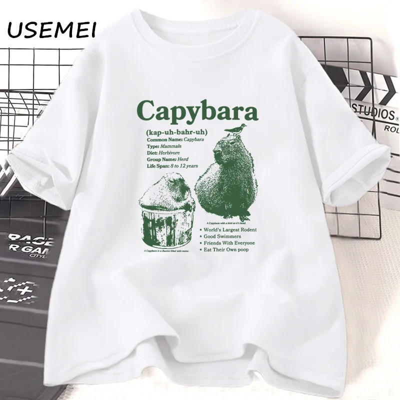 Capybara T-shirt Women Men Vintage Sience Theme Graphic Tee Trending Funny Cotton Short Sleeve T Shirt Summer Animal Tee Clothes