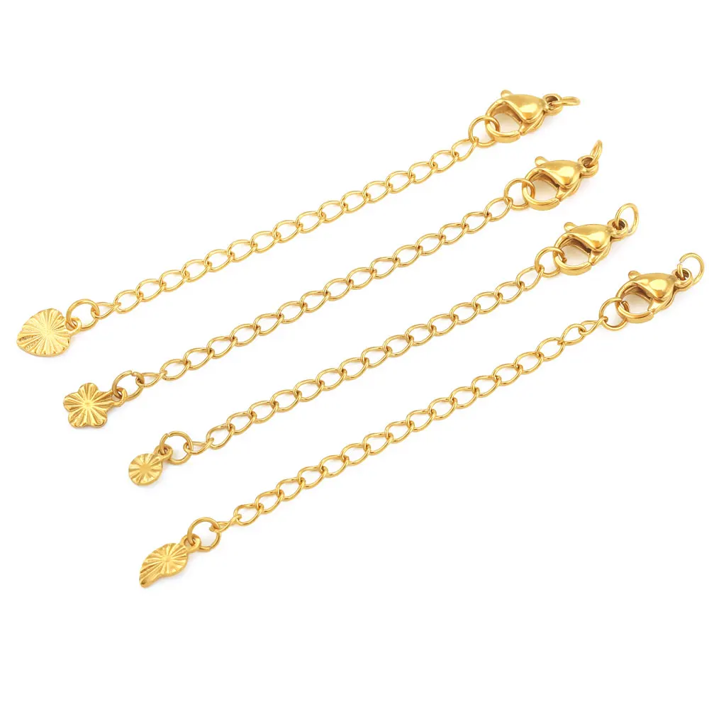 10 Stück Edelstahl-Verlängerungsketten für Halsketten und Armbänder, DIY-Verlängerungskette mit Karabinerverschlüssen, Schmuckherstellungszubehör – Detail 6