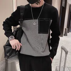 Fashion Printed Button Spliced Pockets Striped T-Shirt Men's Clothing 2022 Autumn New Oversized Casual Pullovers Loose Tee Shirt