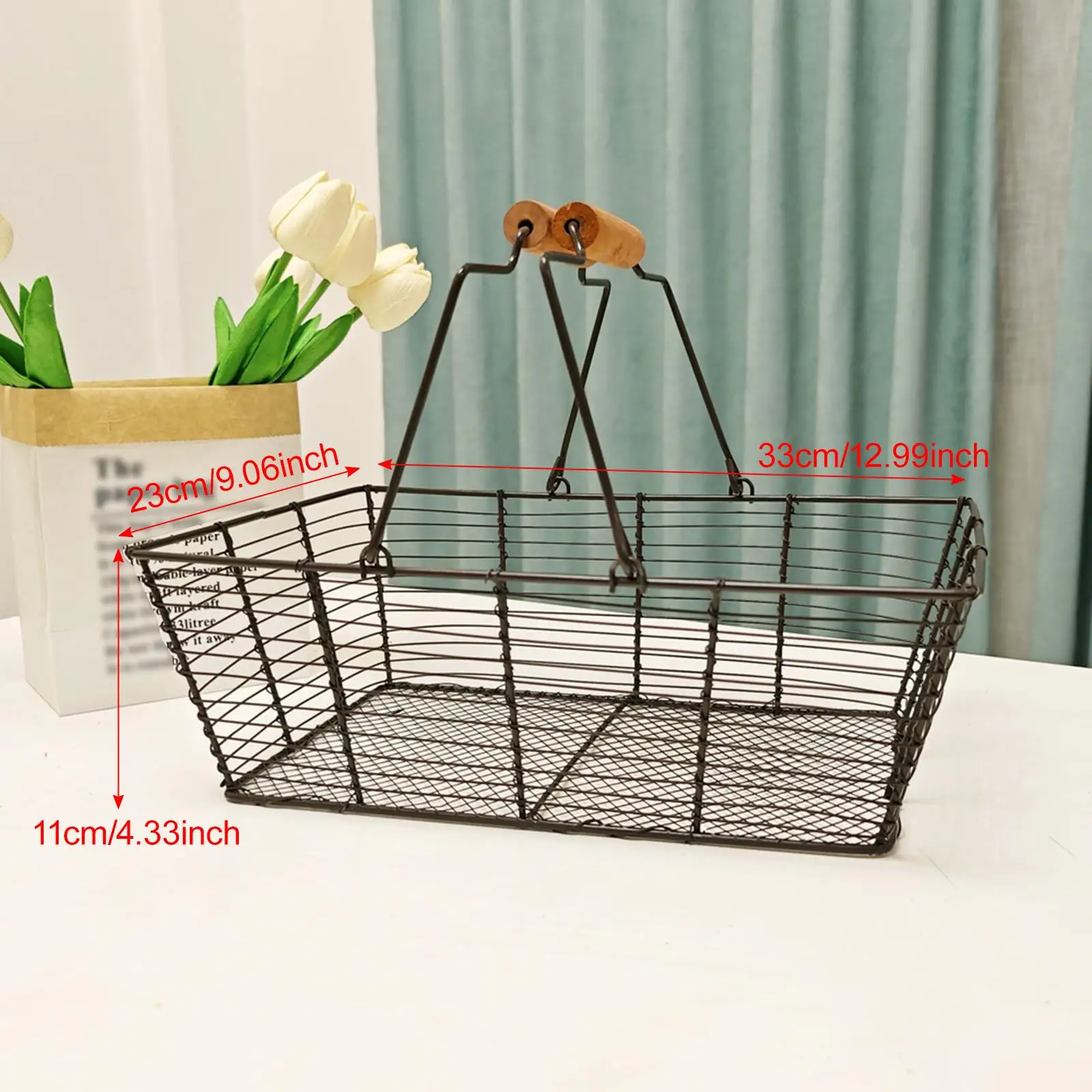 Iron Wire Fruit Basket Bowl,Reusable Produce Parties Decoration Bread Organizer Storage Stand Vegetable Holder for Buffet Server