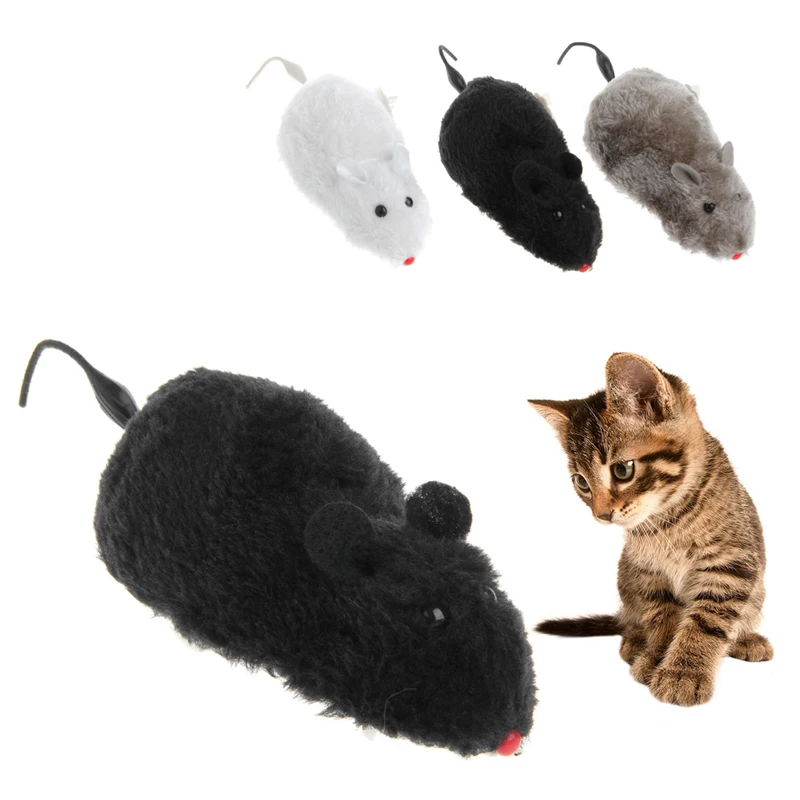 Plush Mouse Kitten Teaser Interactive for Cat Auto Moving Mice Wind up Mouse Toy Clockwork Chasing