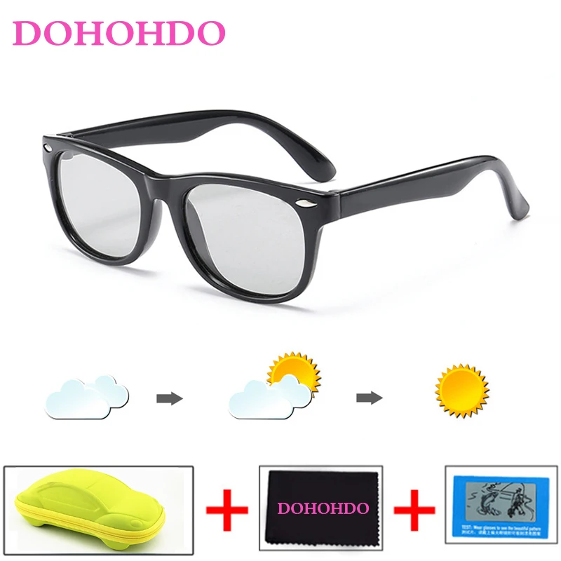 DOHOHDO Kids Children Photochromic Sunglasses Boys Girls Coating Mirror Soft Safe Polarized  Sun Glass 2023 Brand Designer UV400