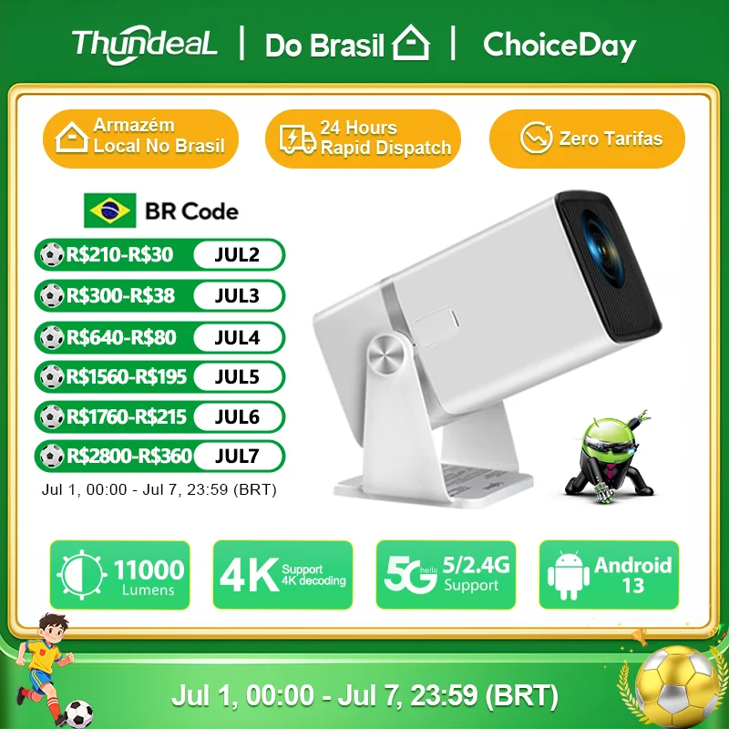 Thundeal Mini Projetor Td80W Full Hd 1080P 4K Android Projetor Wifi para Filmes - imagem 1