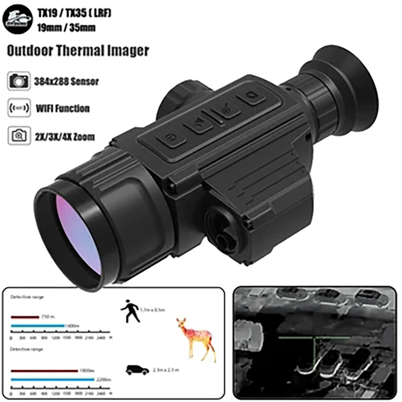 Thermal Imaging Scope with LRF Laser Ranging, WiFi App, Image Video Records, Long Range, Hot Detection, Searching Heat Monocular