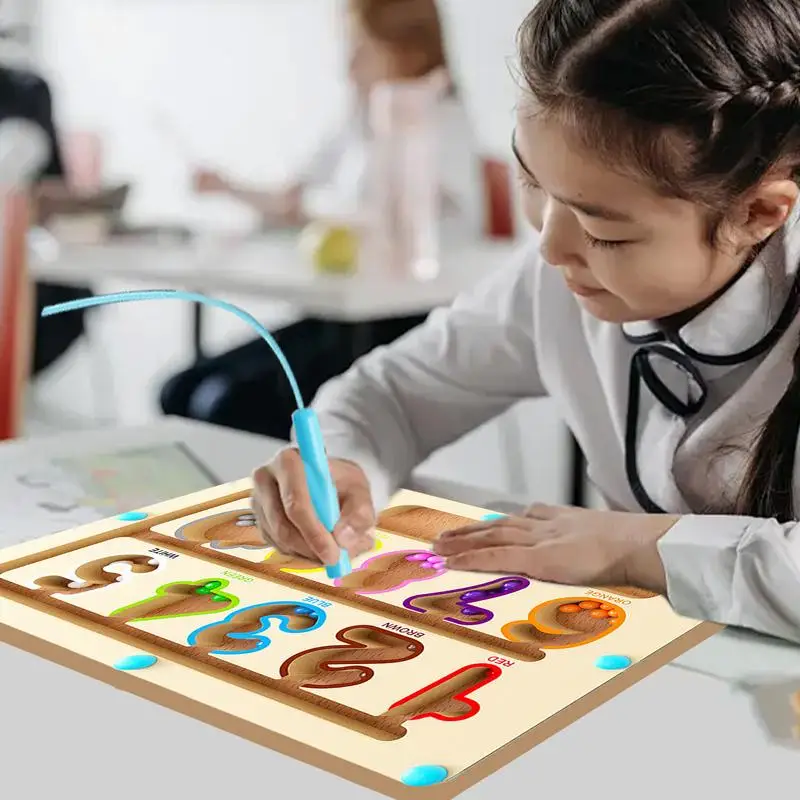 

Magnetic Color Maze Puzzle Color Sorting Counting Toy Rainbow Beads Puzzle Puzzle Color Sorting Counting Toy Wooden Magnet