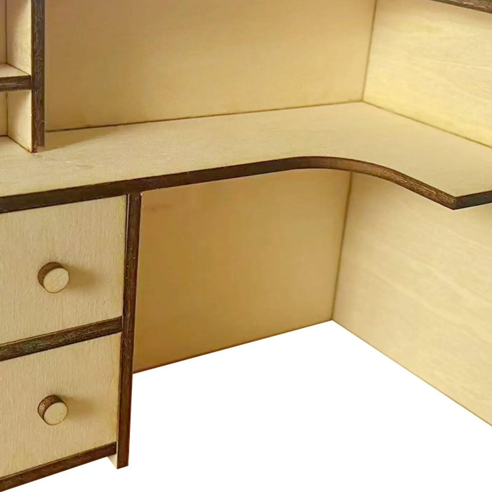 Scaffale portaoggetti in scala 1:12 con cassetto Artigianato Home Office Scrivania Scaffale per casa delle bambole per giochi di ruolo con vetrina micro paesaggistica