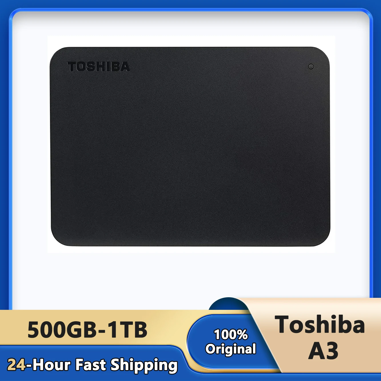 Toshiba A3 HDTB410YK3AA Canvio Basics 500GB 1TB 2TB Portable External Hard Drive USB 3.0, Black