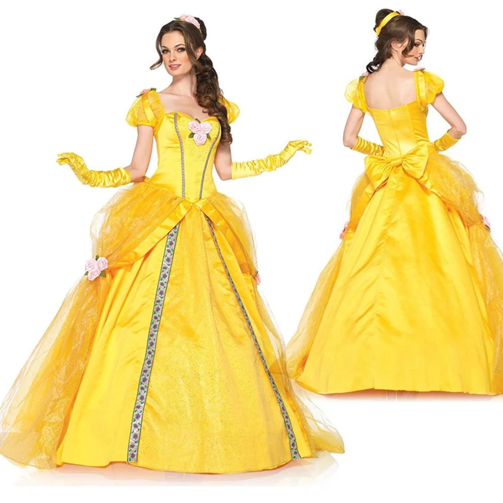 Beauty and Beast Princess Cosplay fantasia para meninas, festa infantil, vestido de Halloween, Adulto