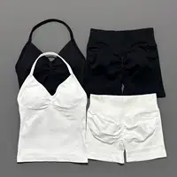 2 Pieces Sports Set Women Backless Tank Yoga Tops High Waist Scrunch Seamless Shorts Sport Gym Set Sportswear Workout Set - Image 5