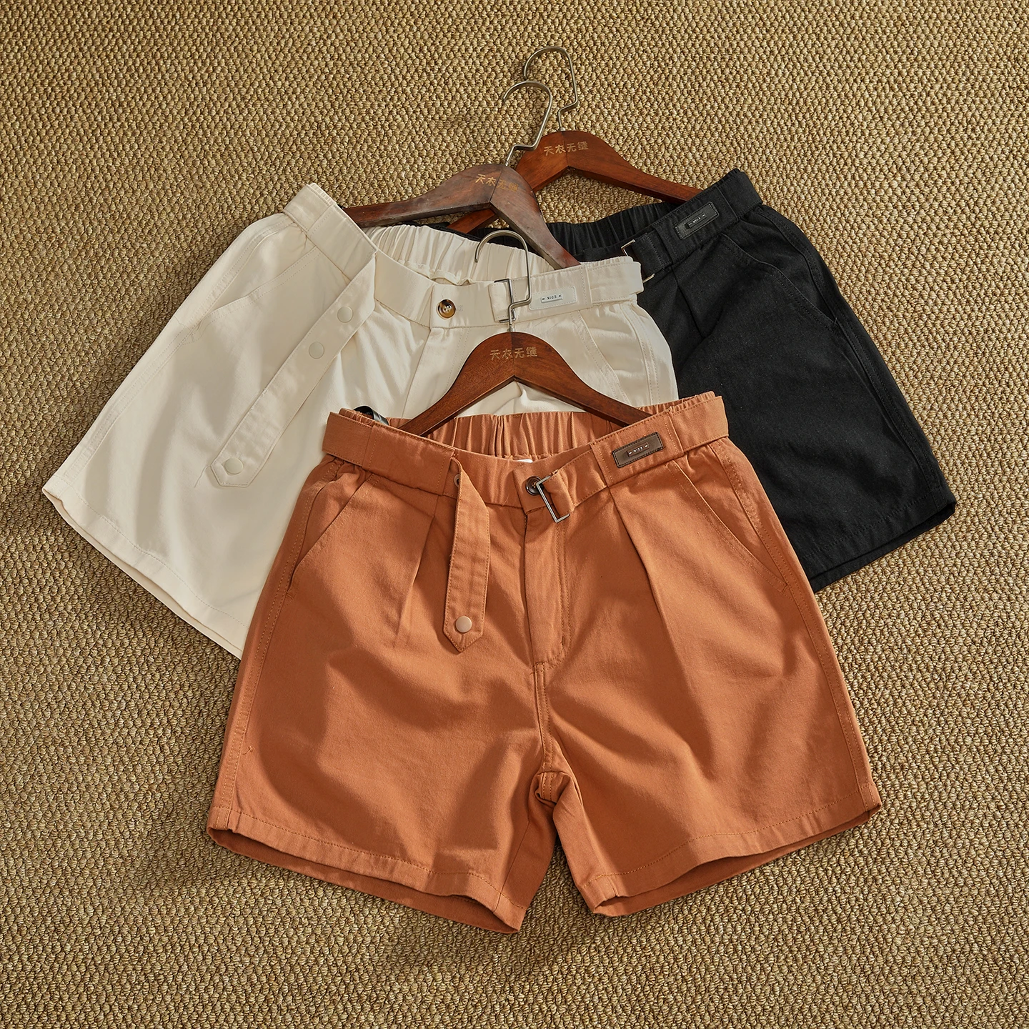 Men's Casual High Waist Cotton Shorts Summer New Style 3-Quarter Length Straight Leg Workwear Style Loose Fit Leisure Pants