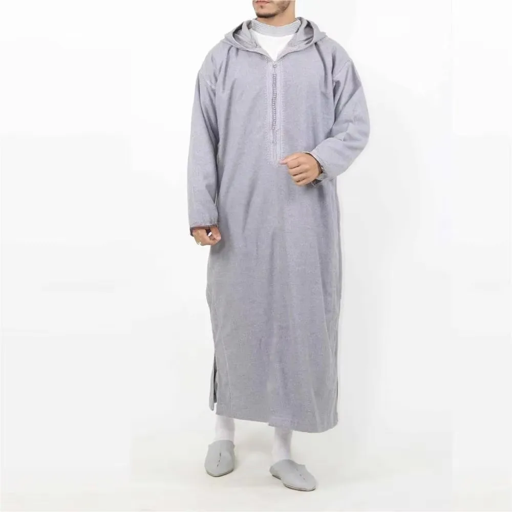 Oem Abaya Jellaba Uomo Islam Kameez Thobe Nuova camicia con cappuccio da uomo araba Abito musulmano maniche lunghe Galabia Musulamne Boubou Abito da uomo